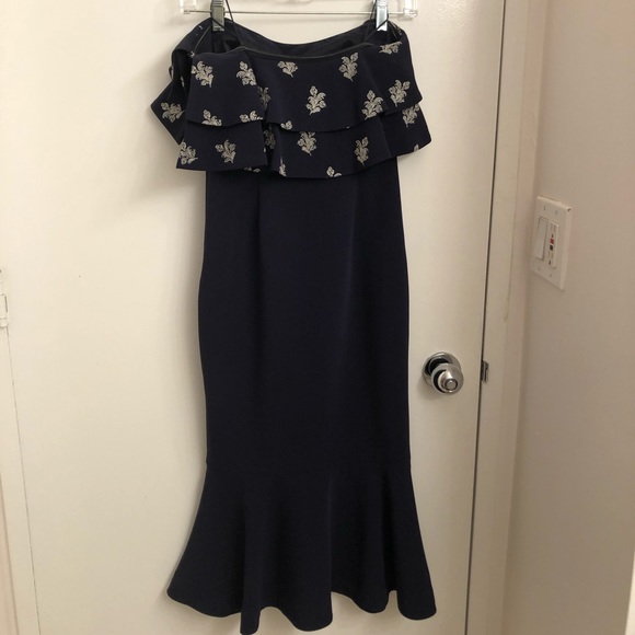 Cinq a Sept Eza Strapless Embroidered Ruffle Dress - Picture 6 of 8